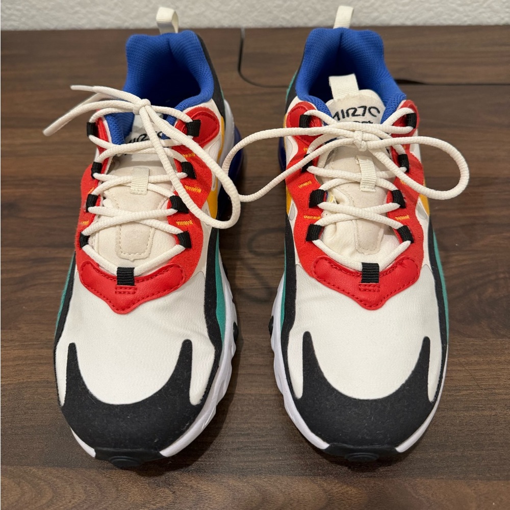 Nike Air Max 270 React AO4971-002 Bauhaus Womens 6 Shoes WHITE/GOLD/MULTI